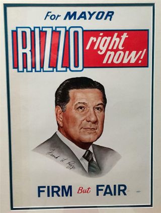 Vintage 1970s Frank Rizzo Mayor Political Election Poster Philadelphia Framed 2 2