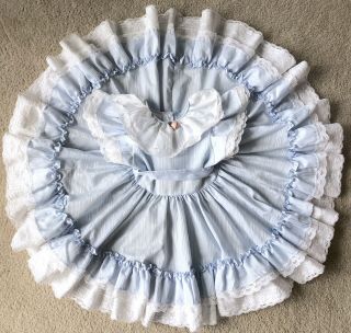 Vtg Miniworld Girls Party Dress Blue Frilly Ruffles & Lace Pageant 5t 6 Usa Made