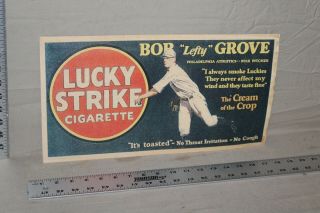 Rare 1930s Bob Lefty Grove Lucky Strike Tobacco Cigarettes Store Display Sign