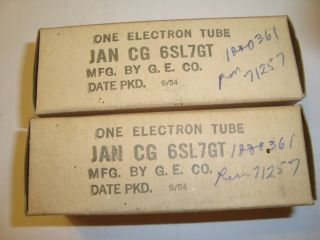 One Matched Early Vintage Military Jan - Cg - 6sl7gt Tubes,  By G.  E.  Marconi