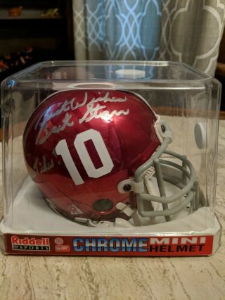 Bart Starr Signed Auto Alabama Crimson Tide Chrome Mini Helmet Rare /2000 Sec