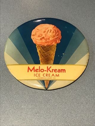 Vintage Melo - Kream Ice Cream Celluloid Hanging Sign - Cambridge Dairy Co - Rare