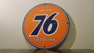 Vintage Union 76 Gasoline Porcelain Gas Oil Service Station Pump Plate Sign