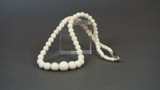 Antique Art Deco Angel Skin Pinkish Coral Conch Shell Pearl Beads Necklace 26gr.