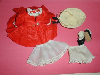 Vintage Madame Alexander kins Doll Dress,  Shoes/Socks,  Slip/Hat,  Complete Outfit 4