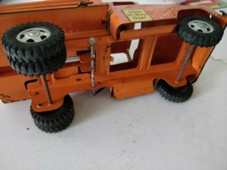 VINTAGE 1950 ' S ORANGE STEEL TONKA STATE HI - WAY DEPT HYDRAULIC DUMP TRUCK 8