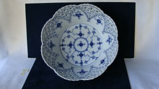 Vintage Royal Copenhagen Blue Fluted Full Lace 1/1061 Fruit Basket Bowl 9 1/8 