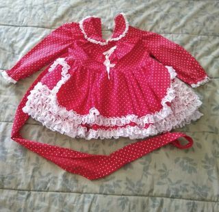 Vintage " Miss Quality " Brand Toddler Girl Full Skirt Ruffled Red Dress Size 2t