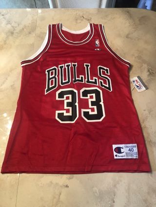 Vtg Scottie Pippen Champion Chicago Bulls 33 Basketball Jersey Sz 40
