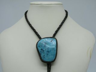 Vintage Southwestern Sterling Silver Turquoise Bolo Tie