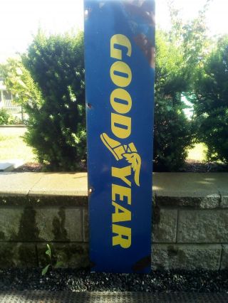 Vintage Goodyear Large 48 " Double Sided Metal Sign