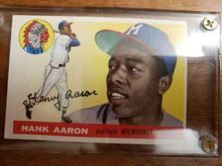 1955 Topps Hank Aaron Braves 47 Gradable Encased Vintage Card