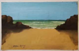 Milton Avery - Vintage Piece - Signed Oil On Canvas - Seascape - American Naive 4 Of 5