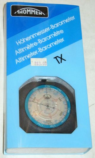 Vintage Swiss - Made Thommen Tx - 18 21000 Ft.  19 Jewels Altimeter - Barometer W/box