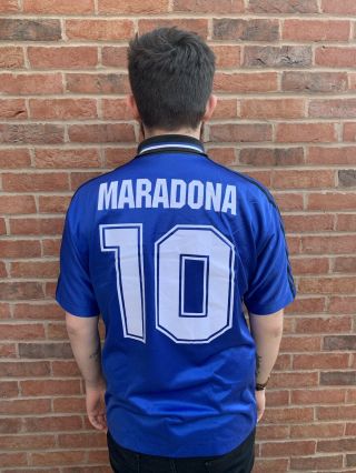 Vtg Adidas Argentina 1994 World Cup Football Shirt Away Jersey Maradona 10