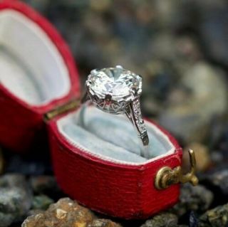 2.  50ct Near White Real Moissanite Vintage Engagement Ring 14k White Gold Finish