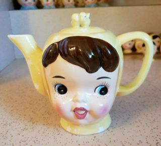 Adorable Vintage Napco Miss Cutie Pie Yellow Teapot