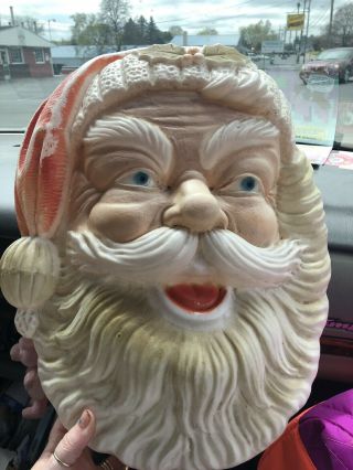 Poloron Santa Claus Face Head Hanging Wall Blow Mold Christmas Light 18 