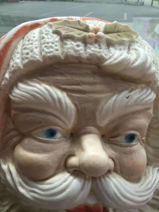 Poloron Santa Claus Face Head Hanging Wall Blow Mold Christmas Light 18 