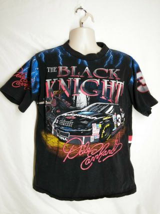 Vintage 90s Dale Earnhardt Black Knight Nascar Racing All - Over Print T - Shirt L