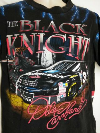 vintage 90s DALE EARNHARDT BLACK KNIGHT NASCAR RACING ALL - OVER PRINT T - Shirt L 2