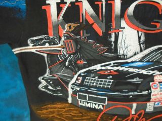 vintage 90s DALE EARNHARDT BLACK KNIGHT NASCAR RACING ALL - OVER PRINT T - Shirt M 8