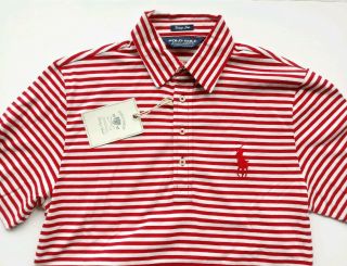Nwt Polo Golf Ralph Lauren Vintage Lisle Men’s Red Stripe Polo Shirt Size Small