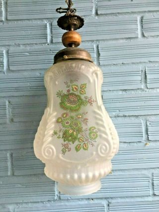 Vintage Mid Century Modern Pendant Glass Lamp Ceiling Hanging Design Light