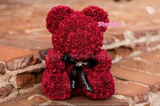 Rose teddy bear - Fully Assembled IN GIFT BOX 16 inch Teddy Bear rose RED WINE 2