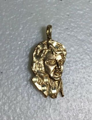 Vintage Elvis Presley Face Head Profile 14k Karat Gold Pendant Necklace Charm