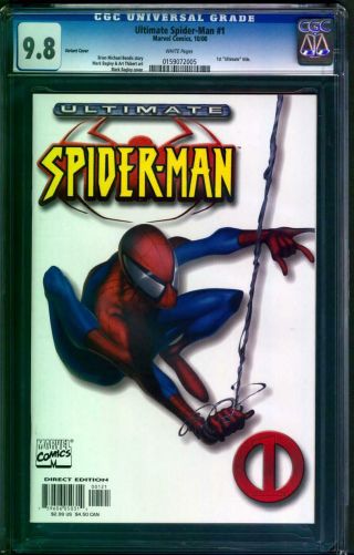 Ultimate Spider - Man 1 Rare White Variant Cgc 9.  8 Bendis White Pgs 1st Ultimate