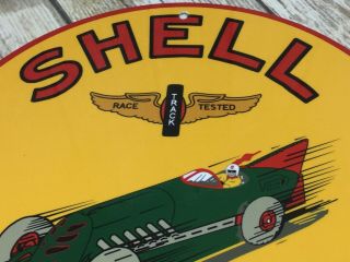 VINTAGE SHELL GREEN STREAK GASOLINE W/ CAR 11 3/4 