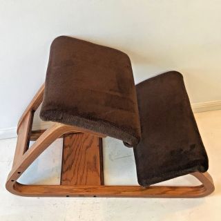 Vintage British Design Corp Bent Oak Wood Brown Kneeling Chair Ergonomic Office 5