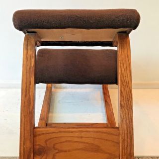 Vintage British Design Corp Bent Oak Wood Brown Kneeling Chair Ergonomic Office 8
