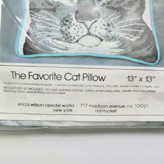 Favorite Cat Pillow Needlepoint Kit Erica Wilson Metropolitan Museum of Art Vtg 3