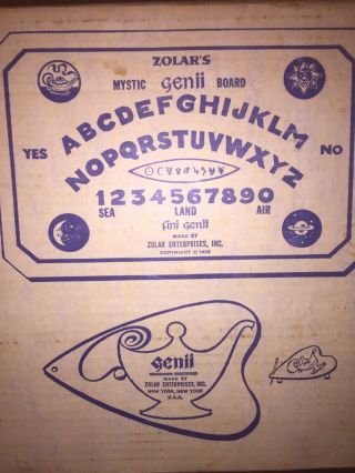 Vintage RARE 1965 ZOLAR Enterprises,  Inc.  Fini Genii Ouija Game Board IOB 7