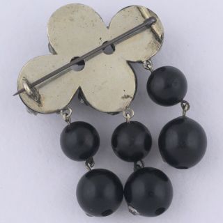 ANTIQUE VICTORIAN MOURNING UNIQUE PASTE DANGLE LARGE BROOCH PIN 5