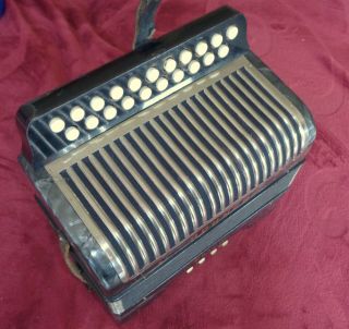 RARE COLOR GREY/BLUE Accordion Harmonica diatonic Hohner Erica C - F 3