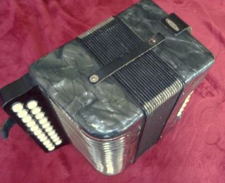 RARE COLOR GREY/BLUE Accordion Harmonica diatonic Hohner Erica C - F 5