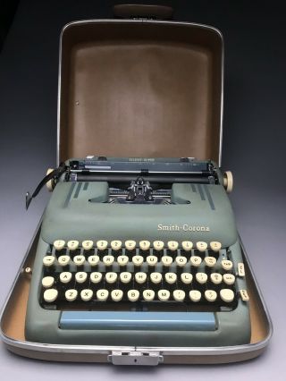 Vintage Smith Corona Silent Blue Portable Typewriter Sharp