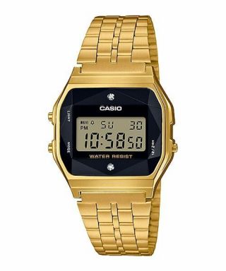 A159wged - 1 Vintage Casio Natural Diamonds Gold Digital Watch A159 Made Japan