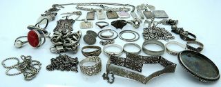 200 Grams of Vintage Sterling Silver Rings,  Jewellery,  Ingots etc Scrap/Restore 2