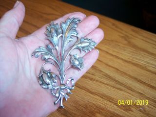 Gorgeous Large Vintage Cini Sterling Silver Flower Bow Pin / Brooch