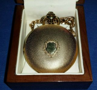 Vintage Ingersoll Full Hunter Gold Plated Quartz Movement Pocket Watch & Chain