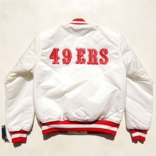 Vintage Pro Line Starter NFL SF 49ers White Bomber Jacket Mens Medium Deadstock 6