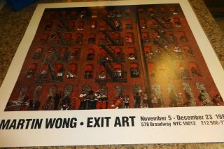 Vintage Martin Wong 1988 Nyc - Exit Art Show Poster Board La Vida