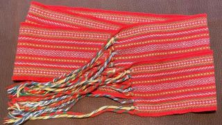 Vintage 1960’s Native American Navajo Hand Woven Wool Ceremonial Scarf Sash Belt 2