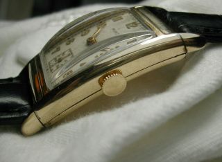 Vintage Mimo Mens Watch 1940 By Girard Perregaux 42mm G/f Curved Case 17j Runs