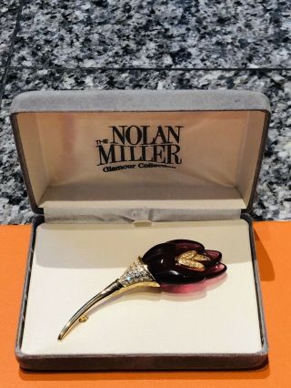 Nolan Miller Crystal Resin Tulip Flower Brooch