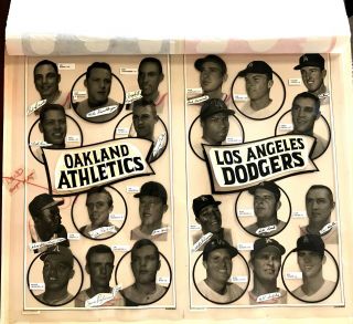 Rare,  Truly One Of A Kind Topps 1969 Pre - Print Mock Up For Dodgers - A’s Poster
